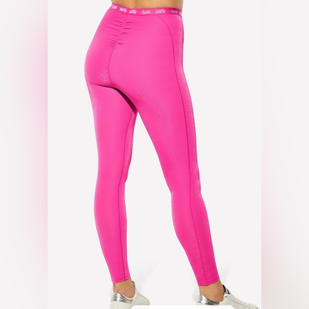 🪗YITTY Hot Pink shimmer ruched Women's Leggings size XS NWT - Picture 6 of 10